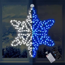 Led Snowflake Lights Outdoor, 36" 219 LED Smart Blue White 