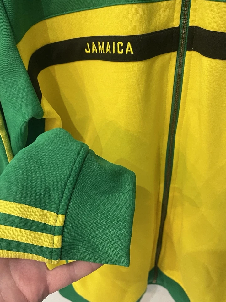 Adidas Originales Jamaica Verde y Amarillo Cremallera Completa Chaqueta de Pista Talla XL Trifolio Usada en Excelente Condición Foto 4 de 4