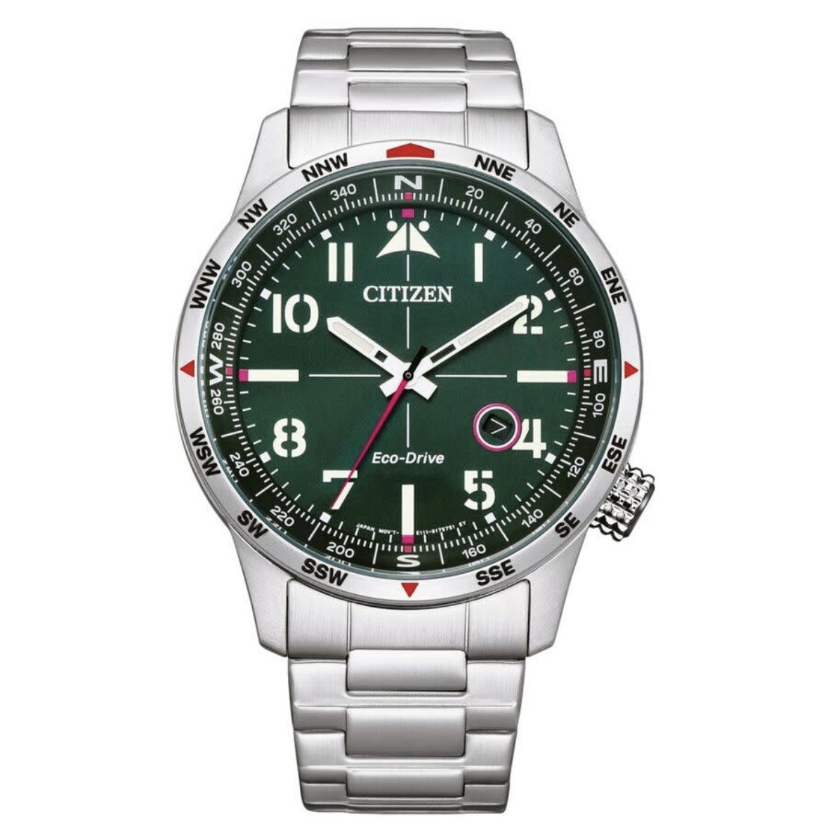 CITIZEN Eco-Drive AVION Green Dial Stainless Steel Men's Watch BM7551-50X NEW