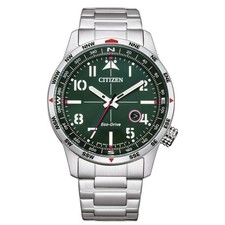Orologio Uomo CITIZEN Eco-Drive AVION Quadrante Verde Acciaio Inox BM7551-50X NUOVO