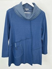 HABITAT Contrast Cowl Tunic NWT SZ S Blue Women Top Sweater Pullover Cottagecore
