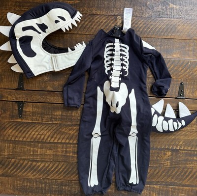 Pottery Barn Kids Glow-in-Dark Dino Skeleton Halloween Costume 3T Pre Owned  Read