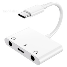 USB C to 3.5mm Audio Adapter, 3 in 1 Aux C Headphone White