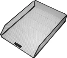 Mesh Desk Organizer - Single Tray with Letter Tray, File Holder for Desk Paper M