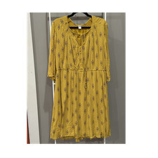 Old Navy Yellow Geometric Knee Length Bell Sleeve Peasant Boho Dress XL