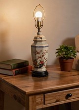 Ginger Jar Porcelain Table Lamp Floral Chinoiserie Vintage Asian Style 27  