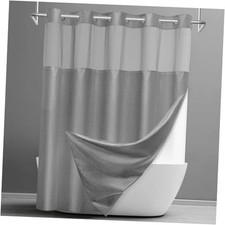 No Hook Shower Curtain with Snap in Liner Set 71"W x 74"L Pack of 1 Grey
