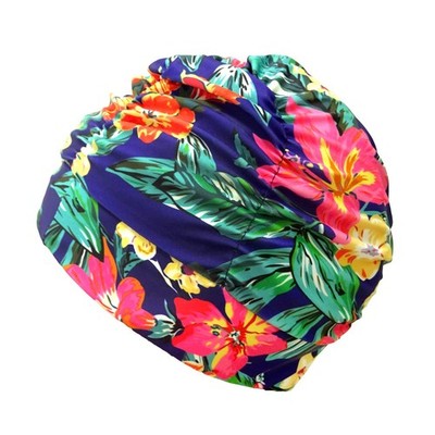 Pleated Swimming Cap Long Hair Bathing Hat Non-Waterproof Canna Style