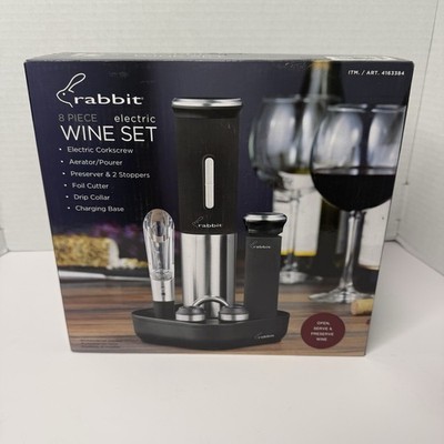 Rabbit 8 Piece Electric Wine Set Rechargeable Corkscrew New In Box