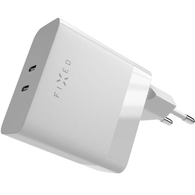 Ladegerät 2x USB-C 65W PD Fixed Netzladegerät Wandladegerät Weiß