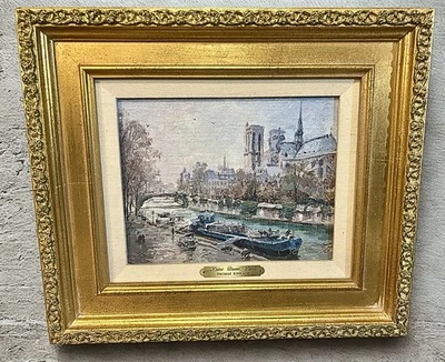 Thomas Kinkade “Notre Dame, Paris” G/P Canvas #56/140 COA Gold Frame 22Wx18H×4D - Image 1 of 4