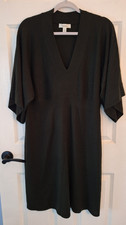 Women's 14-16 Sweater Dress Knit V Neck Bat Sleeves Midi Dark Green Dressbarn