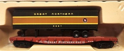 Con-Cor Great Northern 54  Flatcar w/Trailer. HO Scale. Kit #0001-009156 MIB W12