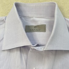 Canali Shirt Mens 16 41 Poplin Made In Italy Dress Button Up Designer Purple