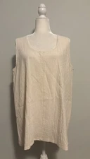 Deva Lifewear Tank Top Shirt Large Ivory Woven 100% Cotton Lagenlook USA Made