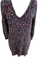 Gap Navy Blue With Floral Print Comfy Oversized Casual Ladies Dress S Tall