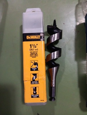 Dewalt DW1676 Ship Auger Bit, Dia 1 1/2'', Shank 1/2'' Wood Drilling Bit 6'' OAL