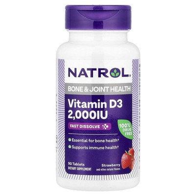 Vitamin D3, Strawberry, 2,000 IU, 90 Tablets
