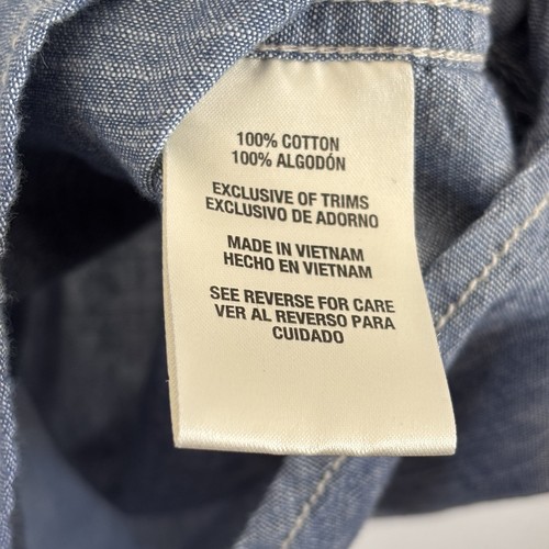 Woolrich Shirt Men’s Sz XXL Blue Cotton Chambray Short Sleeve Button Up - Picture 6 of 9
