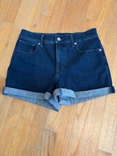 Express Shortie Midrise Dark Wash Denim Shorts w/Rolled Cuff Women's Size 4