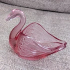 Vintage Fenton Small Dusty Rose Pink Glass Swan Trinket Dish