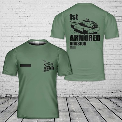 Custom Name US Army 1st Armored Division - M1 Abrams T-Shirt 3D ES591