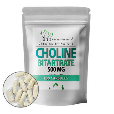 Cholin Bitartrat 500mg - 100 Kapseln - Leber - Fettstoffwechsel - Forest Vitamin