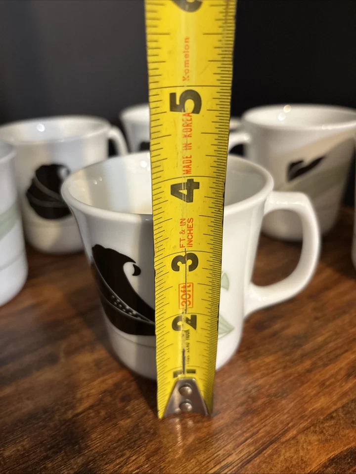 Juego de 6 tazas de café vintage de vidrio blanco Corning Black Orchid CORELLE hechas en EE. UU. Foto 2 de 4