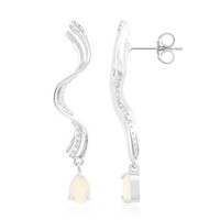 Cavill Welo Opal Ohrringe Silber Platin Tropfenform 0,52Ct Zirkon 925 Sterling