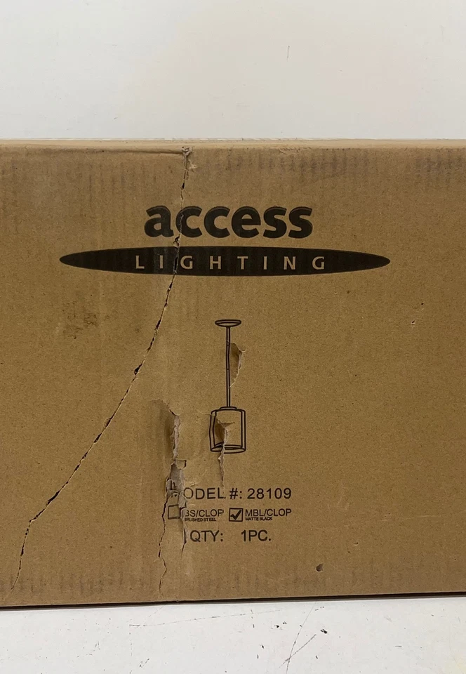 Access Lighting Sevilla 1-Luz Negro Mate Lámpara Colgante 28109-MBL/CLOP Foto 2 de 2