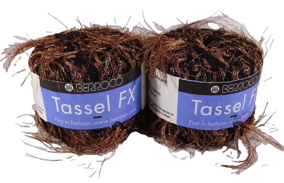 copper black Berroco Yarn Tassel FX Eyelash novelty Knitting Crochet Craft Lot 2 - Image 2 of 4