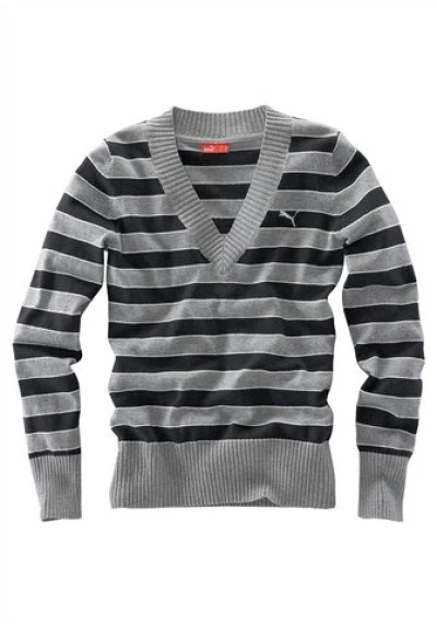Puma V-Pullover Gr.S,M,L,XL NEU Schwarz-Grau Damen Pulli Langarm - Bild 1 von 1
