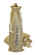 Burlap Wine Bags - 12 Jute Wine Bottle Gift Bags with"cheers" Print
