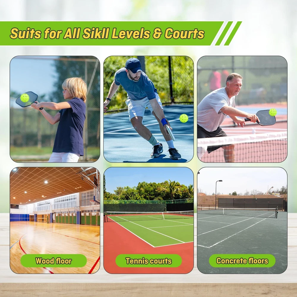 Durable 4-Pack Pickleball Balls with 40 Holes for Indoor Outdoor Play High Bounce