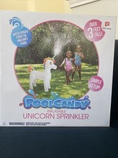 PoolCandy Inflatable Unicorn Sprinkler Over 3 Feet Tall Sprays From Horn NEW