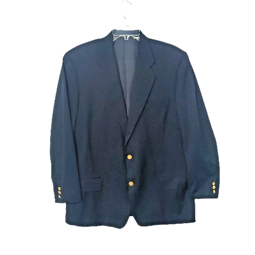 HICKEY FREEMAN Loro Piana Mens 40R Blazer Navy 110s Wool & Cashmere Gold Button