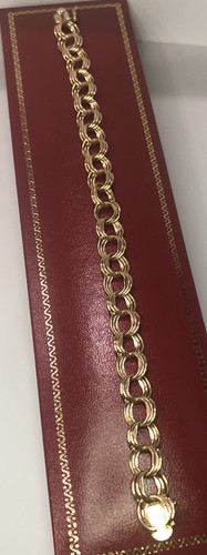 Bracciale oro giallo 14 kt doppia tripla maglia intrecciata cordino catena 14 grammi 7,5” - Foto 3 di 15