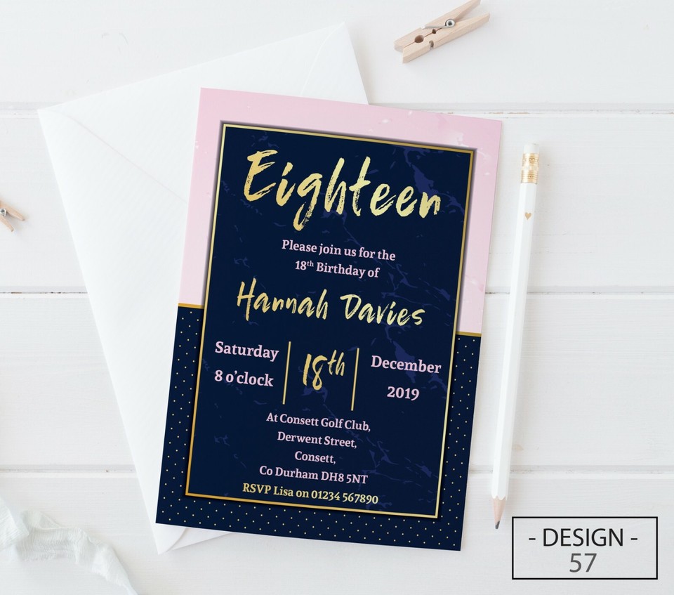 18th 21st 30th 40th 50th 60th Birthday Invitations Personalised, Party