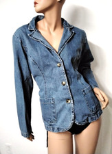 Erika Women Jean Blue Denim Jackets Size Xl Button Up Pockets Cotton Bx010