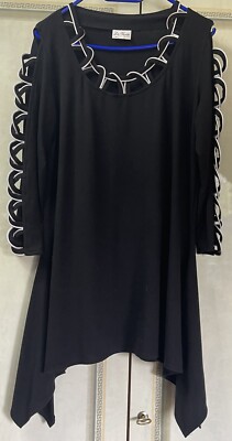 Ja.Verite/Elegant Tunika-Schwarz,Weiss,linie A,Stretch,details,Gr46-48,Wie Neu