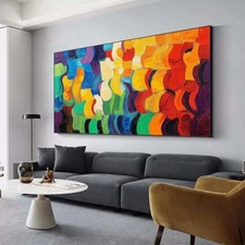 Abstract Hand painted Oil Painting Custom Living Room Decoration Hanging Yellow