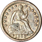 1853 H10C Arrows Seated Liberty Half Dime Choice XF K18672