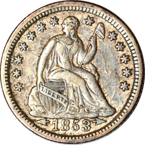 1853 H10C Arrows Seated Liberty Half Dime Choice XF K18672