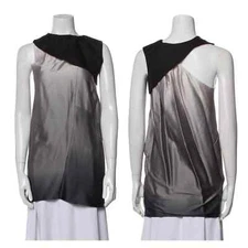 NARCISO RODRIGUEZ Tunic Dress Womens XS Gray Black Ombre Silk Asymmetrical Mini