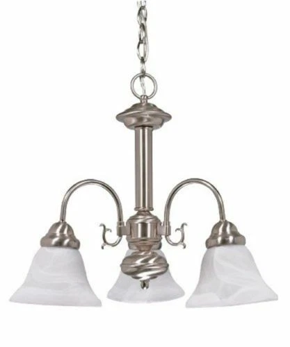 Nuvo 60-182 - Brushed Nickel Chandelier with Alabaster Glass Bell Shades - Picture 1 of 1