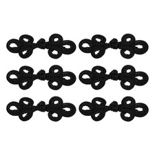 6 Pairs Chinese Knots Frog Buttons Closure Black Sewing Buttons Fasteners