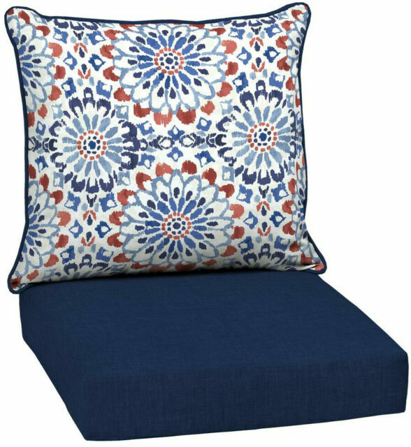 Seating Lounge Chair Cushion Polyester UV Protected Blue Outdoor Chairs