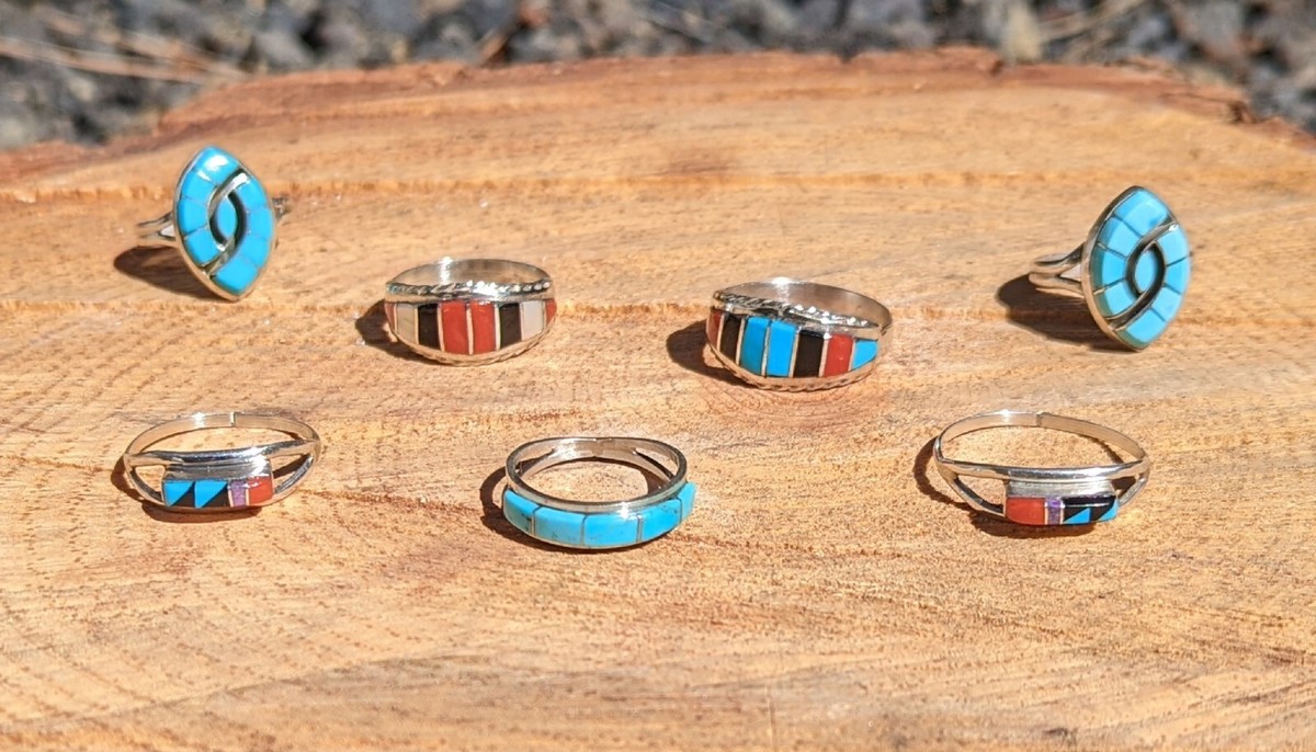 Zuni Rings, Multi Stones Inlay Handmade SouthWest Artisans Zuni Rings, Multi Stones Inlay Handmade SouthWest Artisans