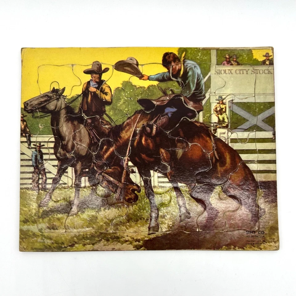 Vintage Puzzles Sifo USA 1951 Horse Equestrian Cowboy Western Nursery Decor - Image 2 of 4