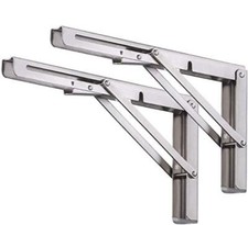 2 Pack 16 Inch Stainless Steel Folding Shelf Brackets for DIY Table Work Bench